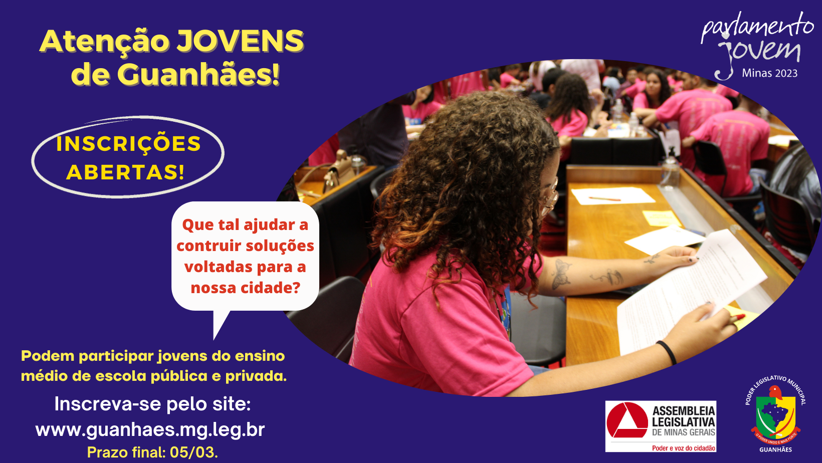 Abertas as inscrições para o Parlamento Jovem 2023