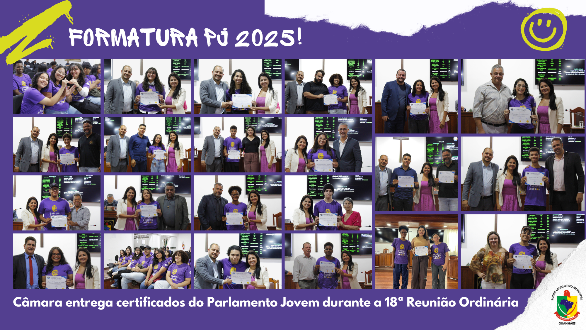 Câmara entrega certificados do Parlamento Jovem 2025 durante a 18ª Reunião Ordinária
