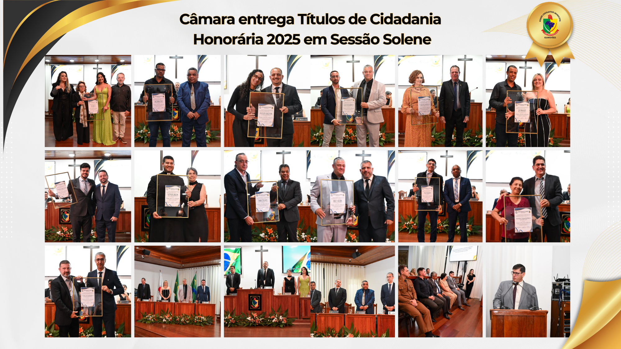 Câmara entrega Títulos de Cidadania  Honorária 2025 em Sessão Solene